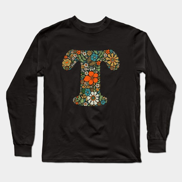 Hippie Floral Letter T Long Sleeve T-Shirt by zeljkica